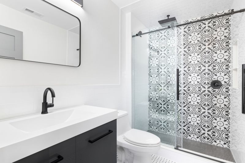 Sleek Shower with Monochrome Tiles
